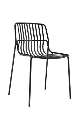 Schwarzer Crona Steel Stapelstuhl von Brunner für den Außenbereich, Garten und Terrasse.
